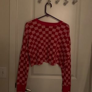 checkered pink and red crop top